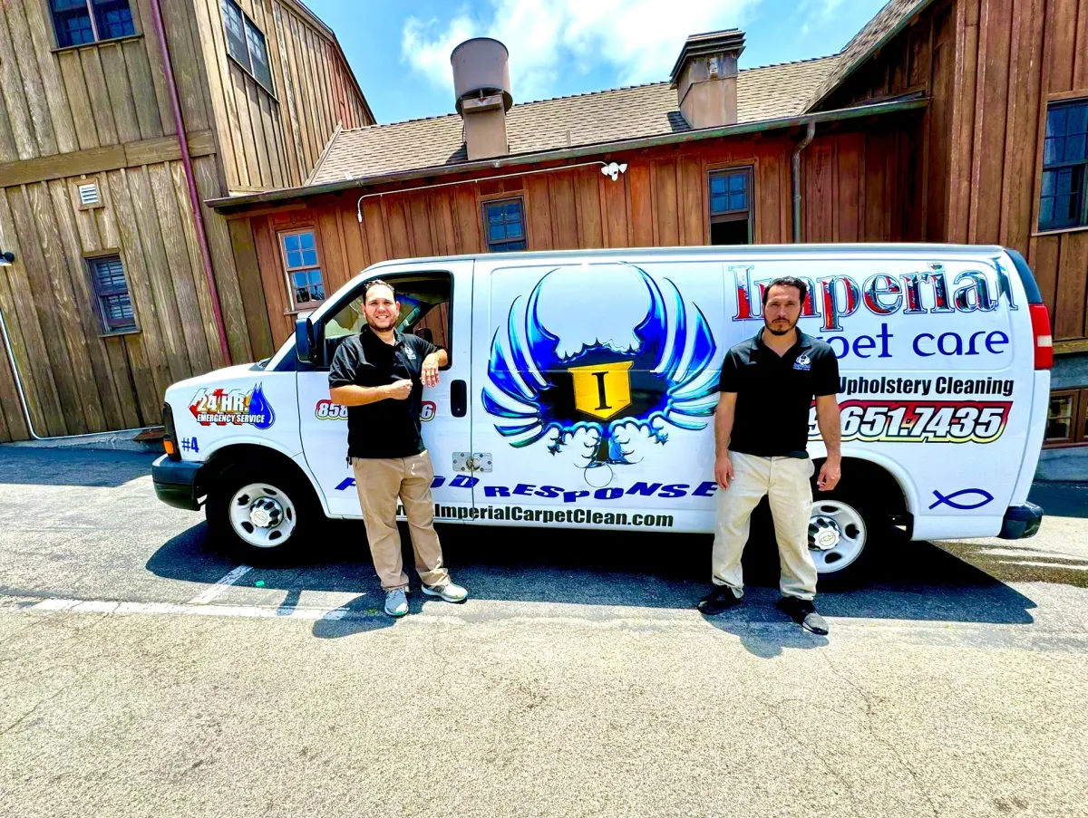 Imperial Carpet Cleaning technicians with their service van in San Diego